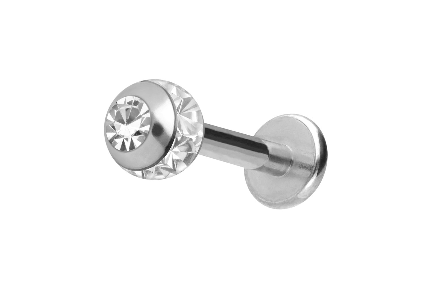 Chirurgenstahl Labret EPOXY-RING-KUGEL + KRISTALL
